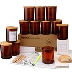 MILIVIXAY 12 Pack 12 OZ Amber Glass Candle Jars with Lids and Candle Making Kits - Bulk Empty Candle Jars for Making Candles - Spice, Powder Containers.