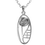 Alexander Castle 925 Sterling Silver Charles Rennie Mackintosh Necklace for Women Teens Girls with 18" Silver Chain & Jewellery Gift Box - 26mm x 11mm