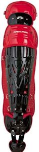 Rawlings Sporting Goods Catchers Adult Velo Series Leg Guards, 16.5", Black/Scarlet