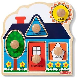 Melissa & Doug First Shapes Jumbo Knob Wooden Puzzle - Wooden Peg Chunky Baby Puzzle, Preschool Learning Shapes Knob Puzzle Board For Toddlers Ages 1+