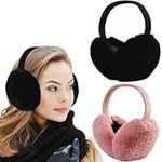 Dwenarry Women Winter Ear Muffs Warm faux fur Earmuffs Foldable Ear Warmer Ladies Ear Covers 2Pack