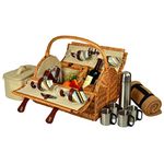 Picnic at Ascot Yorkshire Willow Picnic Basket with Service for 4, Coffee Set and Blanket - Santa Cruz