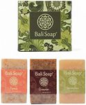 Bali Soap - Natural Soap Bar, Men's & Women Bar Soap, Scented, Handmade, Vegan, Exfoliating, Gifts Set 3 pc Variety Pack Papaya, Cinnamon, Lemongrass, 100g each