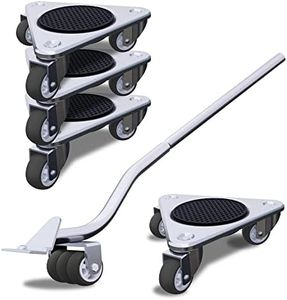 Furniture Mover by ONEON - 6 7/8" Steel Tri-Dolly, 3 Wheels Furniture Dolly for Moving, 720 LB Max Load Capacity (4 Pack Dolly + 1 Pack Lifter)