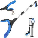 Litter Picker Grabber Stick, Foldable Long Reach Grabber Tool for Elderly, Disabled, Adults and Mobility Aid, with Magnetic Tip for Rubbish Picker and Trash Pick Up, 91cm/36 Inch (BlueSilver)