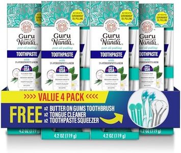 GuruNanda Hydroxyapatite Toothpaste, SLS & Fluoride Free, Whitening Toothpaste - Freshens Breath, Fights Plaque - Natural CocoMint Jasmine Neem - 4 Pack