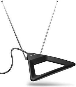 Fosmon HDTV Antenna Long Range, Indoor Rabbit Ear TV Antenna, Retractable Dipoles [Wall Mountable or Tabletop] with 5FT Cable Support 4K Ready, ATSC 3.0, UHF, VHF, 1080p Free Digital HD TV Channels