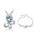 Young & Forever Gift Timeless Treasure Dream Chasers Blue Butterfly Pendant Set for Women Embellished with Crystals from crystals from austria crystals from austria Zirconia Strand Bracelet Necklace Set for Girls