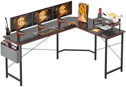 CubiCubi Bureau d’Ordinateur en Forme de L, Bureau Gaming, 170 x 120 cm avec Surface en Fibre de Carbone, d’Angle avec Support d’écran et tiroir, Grand Bureau