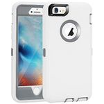 Crosstreesports iPhone 6 Case iPhone 6s Case Heavy Duty Shockproof Series Case for iPhone 66S (4.7")-V2 with Built-in Screen Protector Compatible with All US Carriers - White and Grey