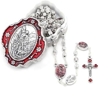 Saint Michael Rosary - Metal Box Gift Set With Keepsake Box - Women's Catholic Prayer Beads Rosary