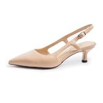 Cusolemore Slingback Kitten Heels for Women, Nude Heels for Women, Closed Toe Sandals, Women's Pumps Dress Shoes Size 8.5