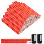 200 Pcs Carpenter Pencils Octagonal Construction Pencil Wood Industrial Mechanical Flat Pencils Red Woodworking Marking Tool for Office Kindergarten School Writing Preschoolers Supplies