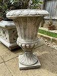 Fluted Stone Urn | Garden Statue Outdoor Ancient Classical Planter Trough Vase Ornament