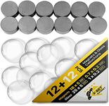 Ceramic Magnets for Crafts with Transparent Glass Cabochons - Clear Glass Dome 1 inch (25mm) and Ferrite Magnets .709 inch (18mm) Round Disc - Small Refrigerator Magnets and Cabochons Tiles for Fridge