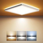 BLNAN 18W LED Bathroom Ceiling Light, 3000K/4000K/5000K 3 Color Temperature Flush Ceiling Lamp, 1800LM Square Lighting Indoor for Kitchen,Toilet,Bedroom,Porch,Garage,Hallway,Living/Utility Room 22CM