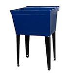 19 Gallon Utility Sink Laundry Tub by JS Jackson Supplies with Adjustable Metal Legs, Ideal for Laundry room, Basement, or Garage Workshop. Heavy Duty Shop Sink. No Faucet Included (Blue)