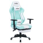 SUKIDA Gaming Chairs for Adults - Light Blue Gaming Chair with Footrest, Ergonomic Gamer Comfortable True Innovations Pc Gamer Racing Recliner Massage Lumbar Cushion Computer Reclining gamingchair