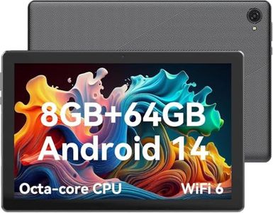 Jeazans Lastest 2024 Android Tablet, 10.1 inch Tablets with 1280 * 800 IPS HD Touchscreen, Octa-Core Processor, 8GB RAM 64GB ROM, 1TB TF Card Expandable, Widevine L1, Face ID, Wi-Fi 6, Fast Charging