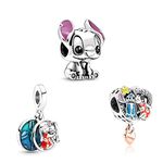 Doyafer 925 Sterling Silver Charms Iron Cool Man Winnie Mickey & Minnie Beads For Women Bracelets Necklace 3 Piece/Package