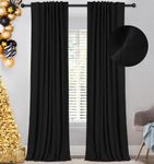 zeerobee 100% Blackout Curtains for Bedroom 84 inches Long, Linen Blackout Curtains 84 inches Long 2 Panels Set,Thermal Insulated Back Tab/Rod Pocket Blackout Curtains for Living Room-Black,W50 X L84