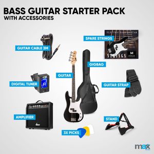 Max GigKit Beginner Bass Guitar – Black
