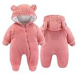 Unisex Infant Baby Snowsuit Cute Cartoon Bear Jumpsuit Fleece Romper Suits Thick Coat Outfit Suit for Newborn Baby Boy Girl 0-12Months