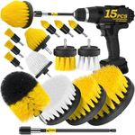 Holikme 15Piece Drill Brush Attachments Set, Power Scrubber Brush with Extend Long Attachment，Crevice Cleaning Brush，Scrub Brush，Bathroom Gap Brush，Grout，Tile, Kitchen