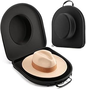 Gelozid Hat Box Holder Case for Travel, Hard Travel Hat Case for Mens Fedora Hats, Crush-Proof Box for Fedora Hat Storage, Hat Carrier with Adjustable Strap, Lightweight and Classy for Travel