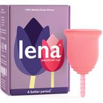 Lena Menstrual Cup - Reusable, Soft Silicone, Light & Heavy Flow, Beginner Use - Ideal Alternative to Tampons, Pads, Period Underwear - Period Solution - Regular Capacity - Pink