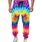 Renewold Men's Sweatpants Women's Sweatpants Jogging Pants Athletic Bottoms with Elastic Waist and Adjustable Drawstring, Rainbow Tie-dye, Medium