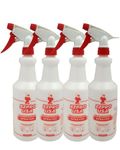 EZPRO USA Small Size Solid 16 oz Plastic Empty Spray Bottles Mist for Cleaning Solutions, Spray Bottle with Measurements, Upside Down Squirt Bottle, 4 pack