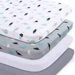 Bassinet Fitted Sheet (33" x20"), Bassinet Sheet 4 Pack, Ultra Soft Bassinet Sheets for Baby Boys or Girls Universal Fit for Rectangle, Oval, Hourglass Bassinet Pad/Mattress, Grey