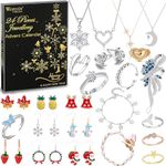 Jewellery Advent Calendar 2024 for Women, Fashion Bracelet Necklace Ring Earrings Countdown 24 Days to Christmas Calendar, Gifts for Women Wife Daughter Girls Mom (C)