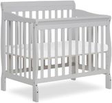 Dream On Me Aden 4-in-1 Convertible Mini Baby Crib in Grey, GreenGuard Gold & JPMA, Sustainable Pinewood, Non-Toxic Finish, 3 Mattress Heights, Converts to Mini Day & Twin-Size Bed