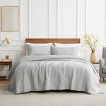 palassio Light Grey 100% Cotton Quilt Twin Size Bedding Sets with Pillow Sham, Lightweight Soft Bedspread Coverlet, Quilted Comforter Bed Cover for All Season, 2 Pieces, 68x86 inches