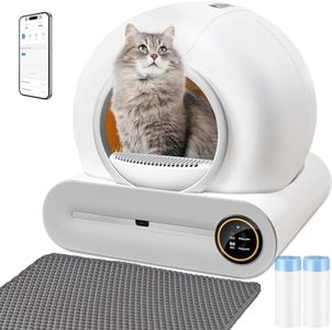 Litière pour chat autonettoyante 65L + 9L Litière autonettoyante pour chats avec surveillance sanitaire APP, déodorant ionique litière automatique pour chats avec sacs poubelle