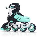 Inline Skates for Adults Men Women, Adjustable Aggressive Durable Roller Blades with Giant Wheels, High Performance Skates for Male Female Teal Size 10 11 12