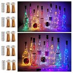 10 Pack 20 LED Wine Bottle Cork Lights Mini Fairy String Lights Copper Wire, Battery Operated Starry Lights for DIY, Festival, Wedding, Party, Indoor, Outdoor Decoration (Multi-Colored)