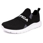 Nautica Men's Casual Slip On Fashion Sneakers Walking Shoes-Lightweight Loafers in Medium & Wide Width, Black White-tobin, 8.5 Wide