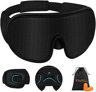 RIWISLL Sleep Mask, Super Soft 3D Contoured Cup Sleeping Mask, Upgraded 100% Blockout Light Sleep Masks for Women Men with Adjustable Strap, Comfortable Concave Molded Eye Covers for Sleeping, Black