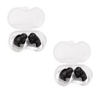 2 Pairs Swimming Earplugs, Waterproof Reusable Silicone Swimming Ear Plugs for Swimming Showering Bathing Surfing Snorkeling and Other Water Sports, Suitable for Kids and Adults (2 Pair Black)