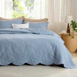 Bedsure Queen Quilt Bedding Set - Pre-Washed Full/Queen Quilt Set - Ultra Soft Bedspread Queen Size - Mineral Blue Bedding Coverlet for All Seasons (Includes 1 Quilt, 2 Pillow Shams)