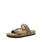 DREAM PAIRS Women's Cork Footbed Sandals Comfortable Arch Support Cushioned Slip-on Slide Sandals for Summer Shoes,Size 7.5,Brown,DWUMSS2547