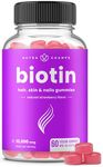 Biotin Gummies | 5000mcg Per Gummy | Hair Skin & Nails Vitamins | 60 Hair Vitamins Gummies | Healthy Hair Supplement for Women & Men | Vegan & Non-GMO | Natural Strawberry