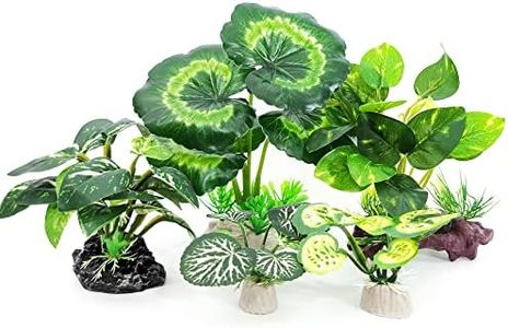 Vtapliea 5 Pack Aquarium Decorations Tall Aquarium Plants Reptile Plants Betta Fish Tank Realistic Plants for Aquarium Green