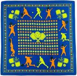 EVERY-VILLE Where EVERYone is Welcome Pickleball Themed Bandana – 100% Soft Cotton, 22x22 inches, Double-Sided Print, 1 Pack, Blue Orange Yellow - Gift for Pickleball Lovers