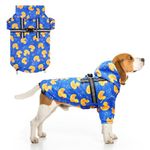 BEAUTYZOO Dog Raincoat with Harness Built-in for Small Medium Dogs and Puppies Boys Girls, Dog Rain Jacket Hooded Slicker Poncho Waterproof Reflective Dog Clothes for Winter Cold Rainy Snowy Days, L