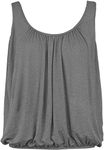 Love My Fashions® Women Bubble Hem Straps Vest Top Women Round Scoop Neckline Vest Top Elasticated Swing Waist Sleeveless Top Dark Grey