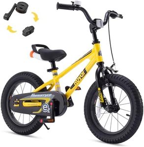 Royalbaby Freestyle EZ Kids Bike, Easy Learn Balancing to Biking, 14 Inch Balance & Pedal Bicycle, Instant Assembly Toddlers Boys Girls Ages 3-5 Years, 14" Yellow